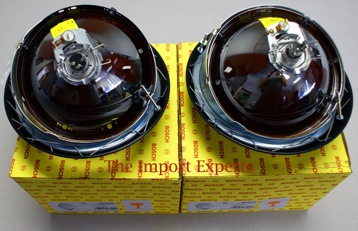 68 86 Porsche H4 Headlight Euro Set 911 911SC 912E 930 with Black Rim